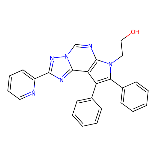 2-[8,9-diphenyl-2-(pyridin-2-yl)-7H-pyrrolo[3,2-e][1,2,4]triazolo[1,5-c]pyrimidin-7-yl]ethanol structure