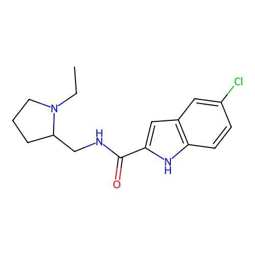 5-chloro-N-[(1-ethylpyrrolidin-2-yl)methyl]-1H-indole-2-carboxamide structure