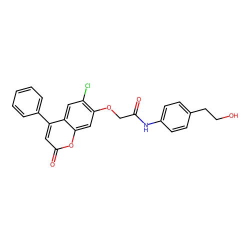 2-((6-chloro-2-oxo-4-phenyl-2H-chromen-7-yl)oxy)-N-(4-(2-hydroxyethyl)phenyl)acetamide structure