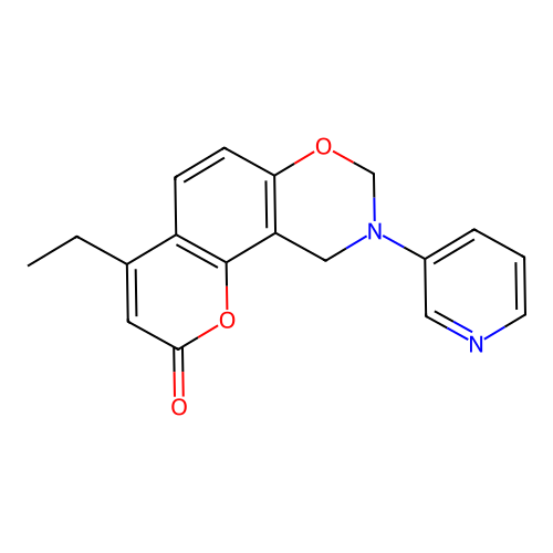 4-ethyl-9-(pyridin-3-yl)-9,10-dihydro-2H,8H-chromeno[8,7-e][1,3]oxazin-2-one structure