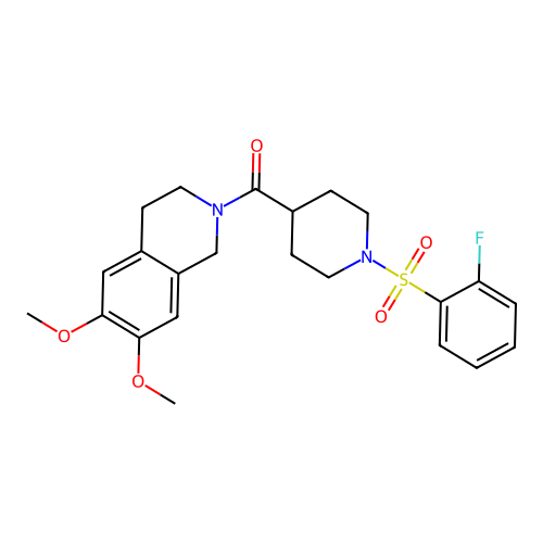 (6,7-dimethoxy-3,4-dihydro-1H-isoquinolin-2-yl)-[1-(2-fluorophenyl)sulfonyl-4-piperidyl]methanone structure