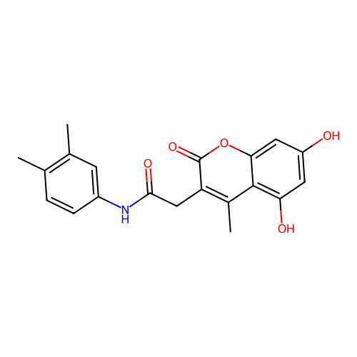 2-(5,7-dihydroxy-4-methyl-2-oxo-2H-chromen-3-yl)-N-(3,4-dimethylphenyl)acetamide structure