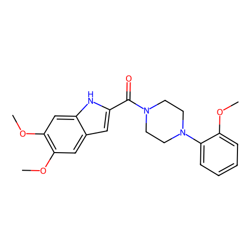 (5,6-dimethoxy-1H-indol-2-yl)(4-(2-methoxyphenyl)piperazin-1-yl)methanone structure