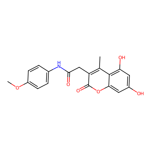 2-(5,7-dihydroxy-4-methyl-2-oxo-2H-chromen-3-yl)-N-(4-methoxyphenyl)acetamide structure
