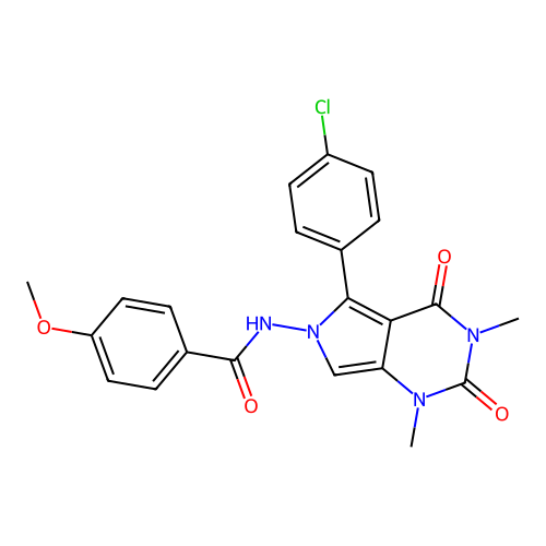 N-(5-(4-chlorophenyl)-1,3-dimethyl-2,4-dioxo-3,4-dihydro-1H-pyrrolo[3,4-d]pyrimidin-6(2H)-yl)-4-methoxybenzamide structure