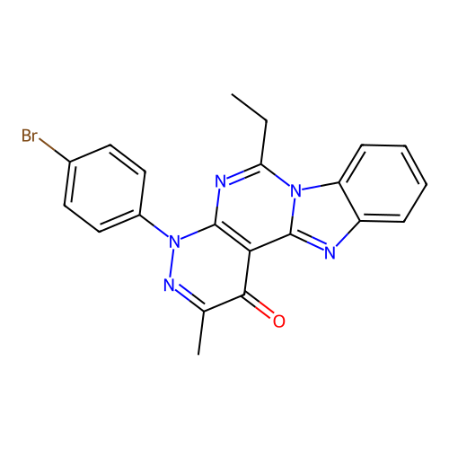 4-(4-bromophenyl)-6-ethyl-2-methylbenzo[4',5']imidazo[1',2':1,6]pyrimido[4,5-c]pyridazin-1(4H)-one structure