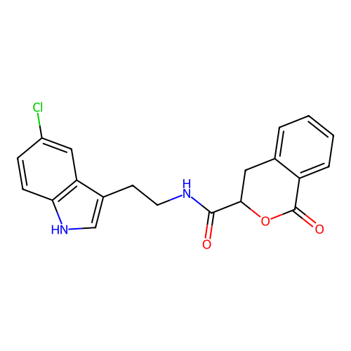 N-[2-(5-chloro-1H-indol-3-yl)ethyl]-1-oxo-3,4-dihydro-1H-isochromene-3-carboxamide structure