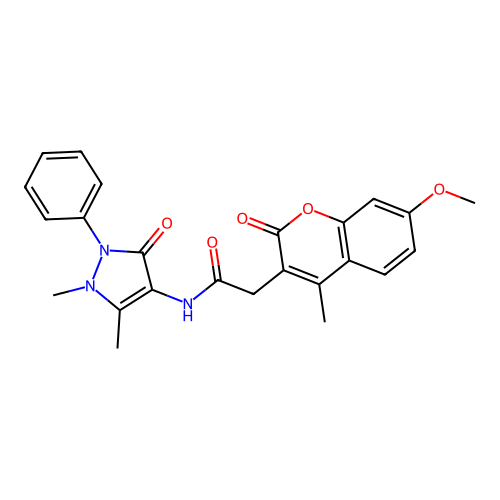 N-(1,5-dimethyl-3-oxo-2-phenyl-2,3-dihydro-1H-pyrazol-4-yl)-2-(7-methoxy-4-methyl-2-oxo-2H-chromen-3-yl)acetamide structure