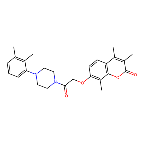7-[2-[4-(2,3-dimethylphenyl)piperazin-1-yl]-2-oxo-ethoxy]-3,4,8-trimethyl-chromen-2-one structure