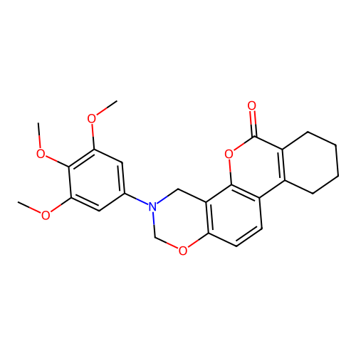 3-(3,4,5-trimethoxyphenyl)-2,4,7,8,9,10-hexahydroisochromeno[3,4-f][1,3]benzoxazin-6-one structure