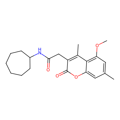 N-cycloheptyl-2-(5-methoxy-4,7-dimethyl-2-oxo-2H-chromen-3-yl)acetamide structure