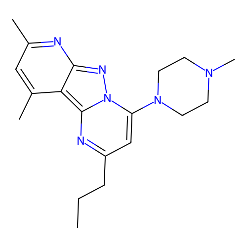 8,10-dimethyl-4-(4-methylpiperazin-1-yl)-2-propylpyrido[2',3':3,4]pyrazolo[1,5-a]pyrimidine structure