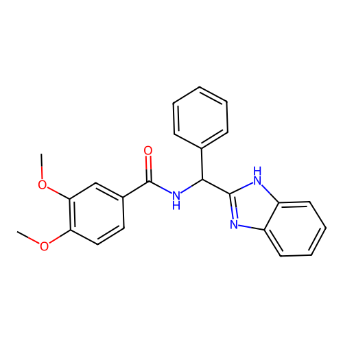 N-[1H-benzimidazol-2-yl(phenyl)methyl]-3,4-dimethoxybenzamide structure