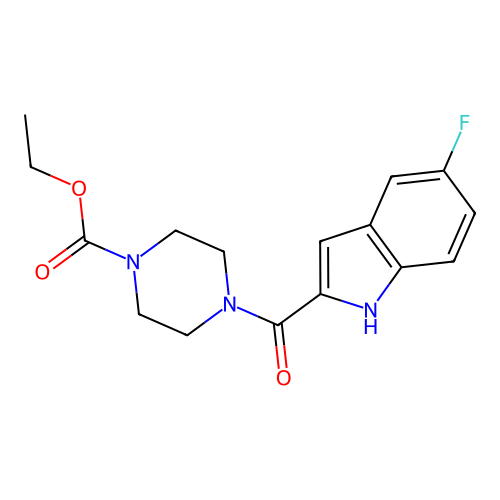 ethyl 4-(5-fluoro-1H-indole-2-carbonyl)piperazine-1-carboxylate structure