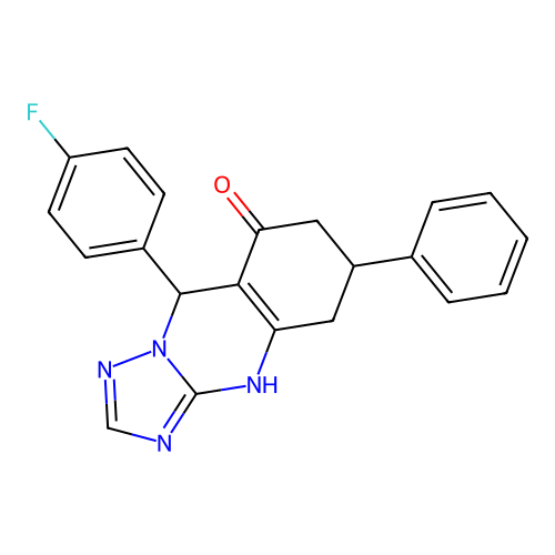 9-(4-fluorophenyl)-6-phenyl-5,6,7,9-tetrahydro[1,2,4]triazolo[5,1-b]quinazolin-8-ol structure