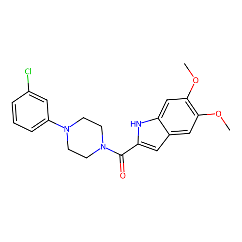 (4-(3-chlorophenyl)piperazin-1-yl)(5,6-dimethoxy-1H-indol-2-yl)methanone structure