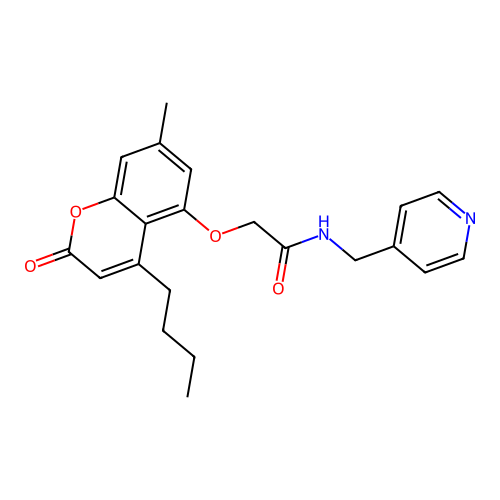 2-((4-butyl-7-methyl-2-oxo-2H-chromen-5-yl)oxy)-N-(pyridin-4-ylmethyl)acetamide structure