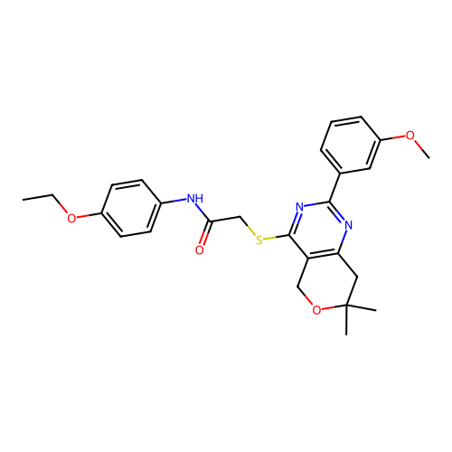 N-(4-ethoxyphenyl)-2-((2-(3-methoxyphenyl)-7,7-dimethyl-7,8-dihydro-5H-pyrano[4,3-d]pyrimidin-4-yl)thio)acetamide structure