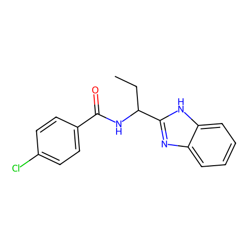 N-[1-(1H-benzimidazol-2-yl)propyl]-4-chlorobenzamide structure