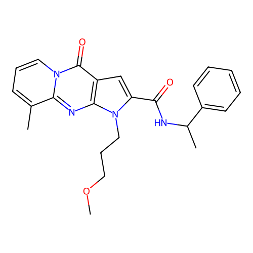 1-(3-methoxypropyl)-9-methyl-4-oxo-N-(1-phenylethyl)-1,4-dihydropyrido[1,2-a]pyrrolo[2,3-d]pyrimidine-2-carboxamide structure