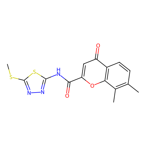 7,8-dimethyl-N-[5-(methylsulfanyl)-1,3,4-thiadiazol-2-yl]-4-oxo-4H-chromene-2-carboxamide structure