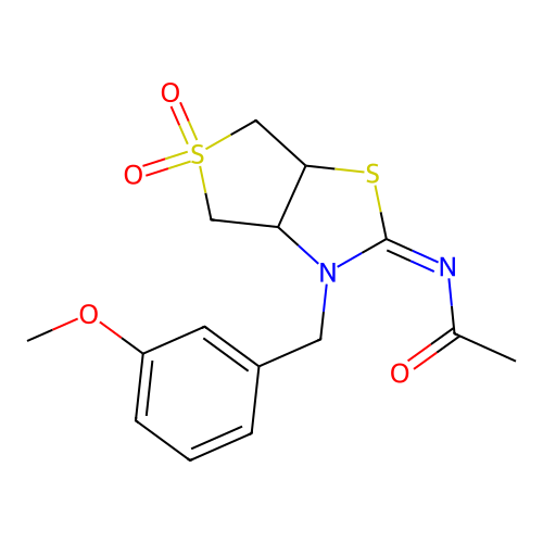 (Z)-N-(3-(3-methoxybenzyl)-5,5-dioxidotetrahydrothieno[3,4-d]thiazol-2(3H)-ylidene)acetamide structure
