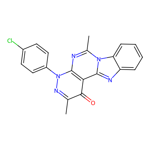 4-(4-chlorophenyl)-2,6-dimethylpyridazino[3',4':4,5]pyrimido[1,6-a]benzimidazol-1(4H)-one structure