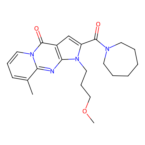 2-(azepane-1-carbonyl)-1-(3-methoxypropyl)-9-methylpyrido[1,2-a]pyrrolo[2,3-d]pyrimidin-4(1H)-one structure