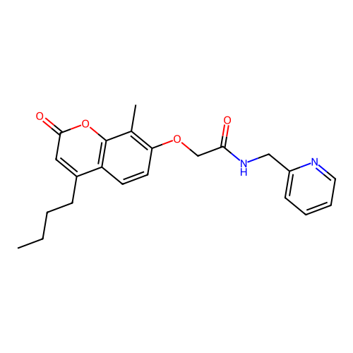 2-(4-butyl-8-methyl-2-oxochromen-7-yl)oxy-N-(pyridin-2-ylmethyl)acetamide structure