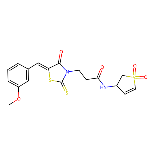 N-(1,1-dioxido-2,3-dihydrothiophen-3-yl)-3-[(5Z)-5-(3-methoxybenzylidene)-4-oxo-2-thioxo-1,3-thiazolidin-3-yl]propanamide structure