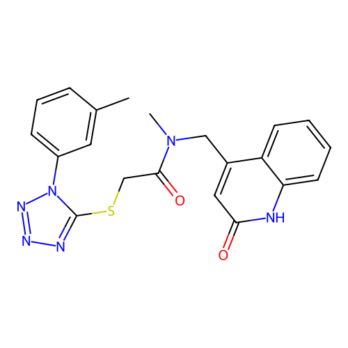 N-[(2-hydroxyquinolin-4-yl)methyl]-N-methyl-2-{[1-(3-methylphenyl)-1H-tetrazol-5-yl]sulfanyl}acetamide structure