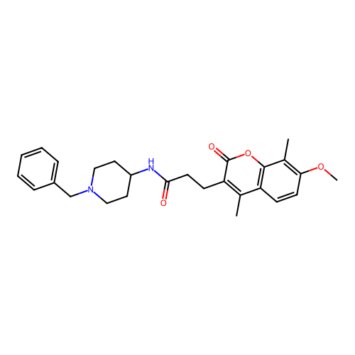 N-(1-benzylpiperidin-4-yl)-3-(7-methoxy-4,8-dimethyl-2-oxo-2H-chromen-3-yl)propanamide structure