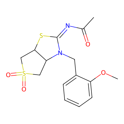 (Z)-N-(3-(2-methoxybenzyl)-5,5-dioxidotetrahydrothieno[3,4-d]thiazol-2(3H)-ylidene)acetamide structure