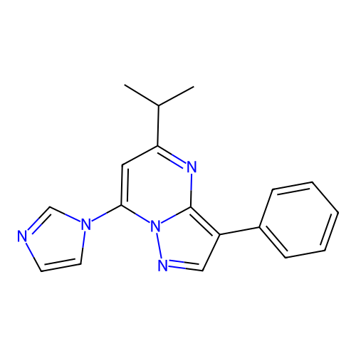 7-(1H-imidazol-1-yl)-5-isopropyl-3-phenylpyrazolo[1,5-a]pyrimidine structure