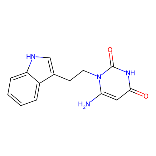 1-(2-(1H-indol-3-yl)ethyl)-6-aminopyrimidine-2,4(1H,3H)-dione structure