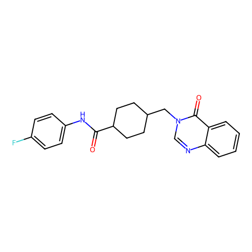 N-(4-fluorophenyl)-4-((4-oxoquinazolin-3(4H)-yl)methyl)cyclohexanecarboxamide structure