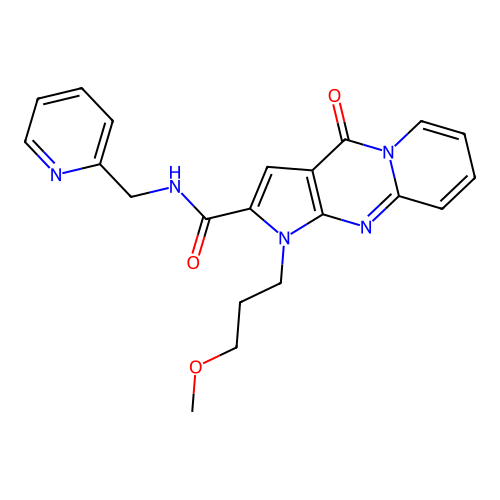 1-(3-methoxypropyl)-4-oxo-N-(pyridin-2-ylmethyl)-1,4-dihydropyrido[1,2-a]pyrrolo[2,3-d]pyrimidine-2-carboxamide structure