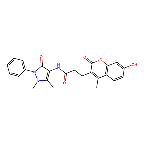 N-(1,5-dimethyl-3-oxo-2-phenyl-2,3-dihydro-1H-pyrazol-4-yl)-3-(7-hydroxy-4-methyl-2-oxo-2H-chromen-3-yl)propanamide structure