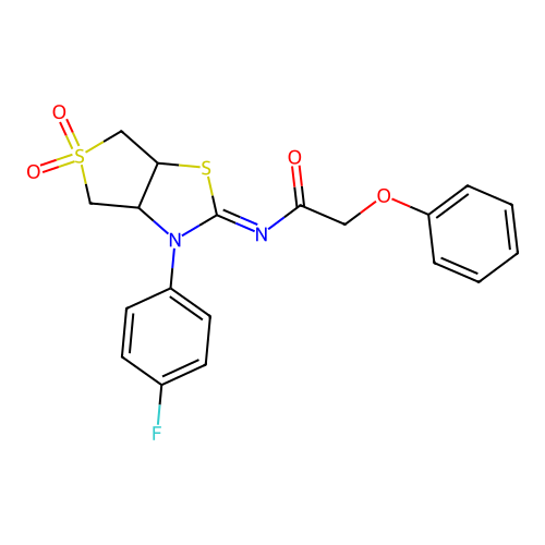 N-[(2Z)-3-(4-fluorophenyl)-5,5-dioxidotetrahydrothieno[3,4-d][1,3]thiazol-2(3H)-ylidene]-2-phenoxyacetamide structure