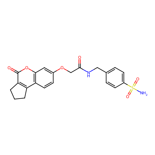 2-((4-oxo-1,2,3,4-tetrahydrocyclopenta[c]chromen-7-yl)oxy)-N-(4-sulfamoylbenzyl)acetamide structure