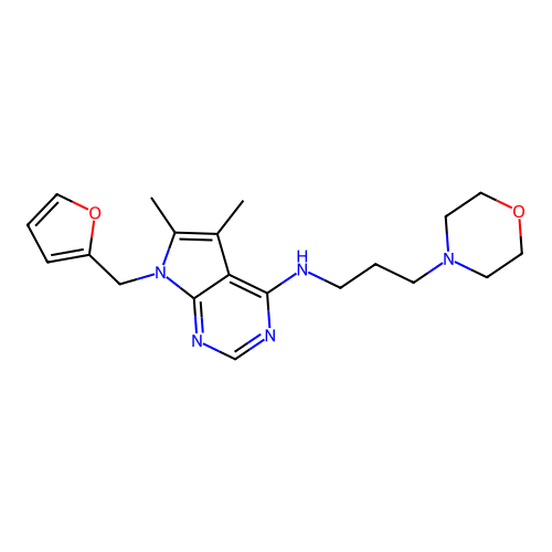 7-(furan-2-ylmethyl)-5,6-dimethyl-N-(3-morpholin-4-ylpropyl)pyrrolo[2,3-d]pyrimidin-4-amine structure
