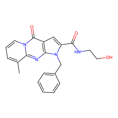 1-benzyl-N-(2-hydroxyethyl)-9-methyl-4-oxo-1,4-dihydropyrido[1,2-a]pyrrolo[2,3-d]pyrimidine-2-carboxamide structure