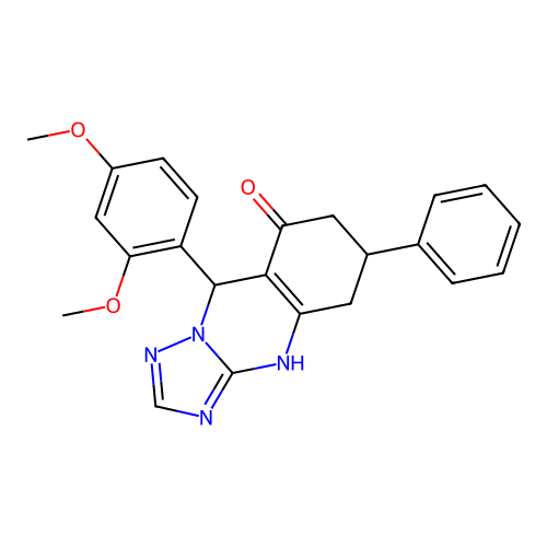 9-(2,4-dimethoxyphenyl)-6-phenyl-5,6,7,9-tetrahydro-[1,2,4]triazolo[5,1-b]quinazolin-8(4H)-one structure