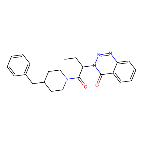 3-{1-[(4-benzylpiperidino)carbonyl]propyl}-1,2,3-benzotriazin-4(3H)-one structure