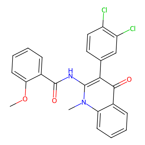 N-[3-(3,4-dichlorophenyl)-1-methyl-4-oxoquinolin-2-yl]-2-methoxybenzamide structure