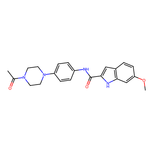N-[4-(4-acetylpiperazin-1-yl)phenyl]-6-methoxy-1H-indole-2-carboxamide structure