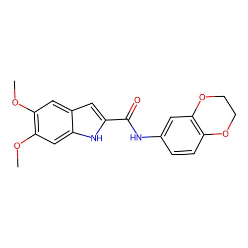 N-(2,3-dihydro-1,4-benzodioxin-6-yl)-5,6-dimethoxy-1H-indole-2-carboxamide structure