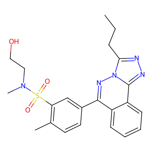 N-(2-hydroxyethyl)-N,2-dimethyl-5-(3-propyl-[1,2,4]triazolo[3,4-a]phthalazin-6-yl)benzenesulfonamide structure