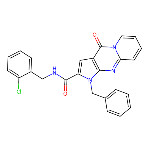 1-benzyl-N-(2-chlorobenzyl)-4-oxo-1,4-dihydropyrido[1,2-a]pyrrolo[2,3-d]pyrimidine-2-carboxamide structure