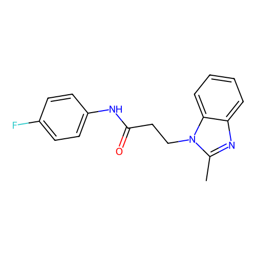 N-(4-fluorophenyl)-3-(2-methyl-1H-benzimidazol-1-yl)propanamide structure